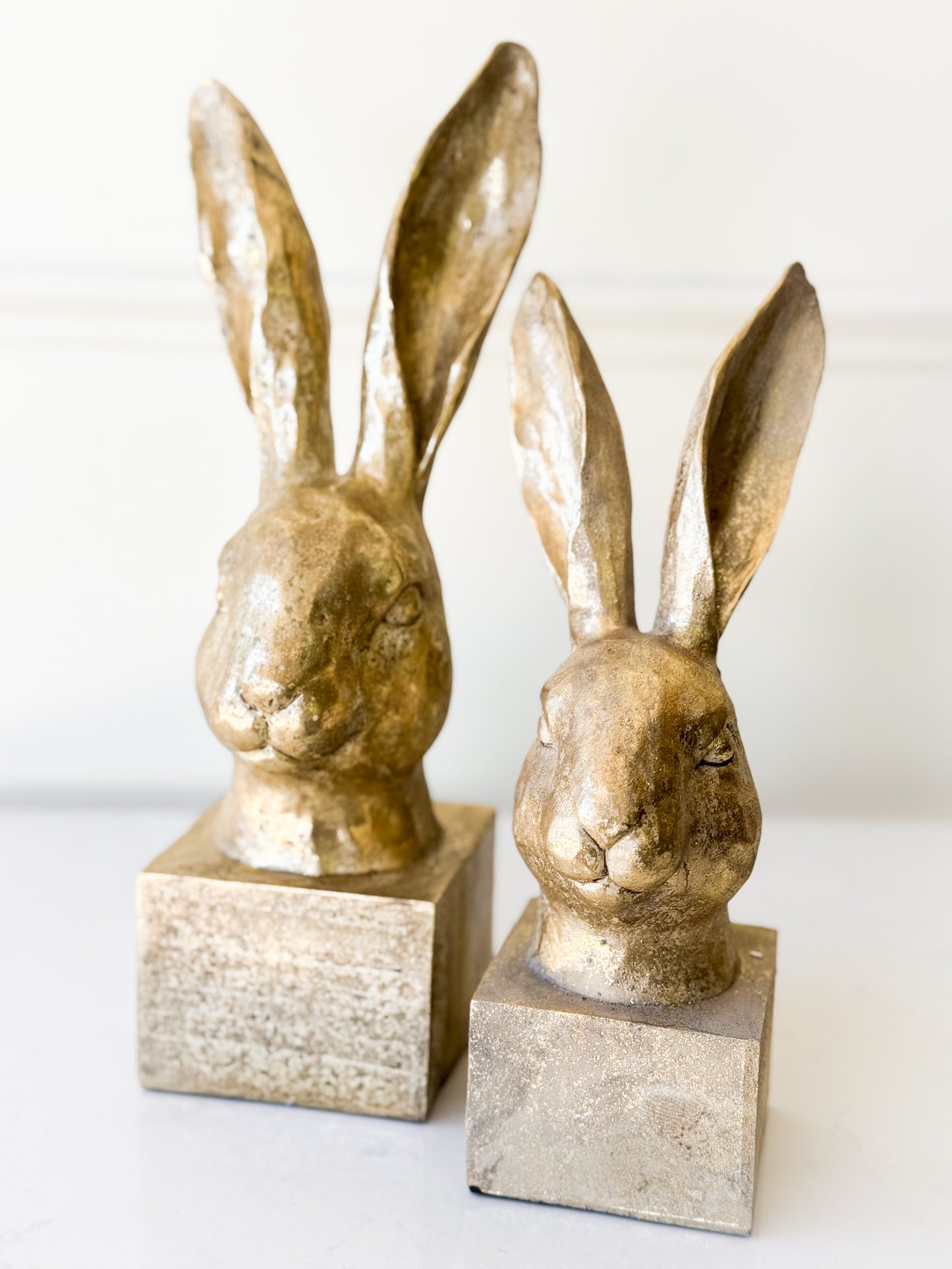 Set Of Two Gold Bunny Heads