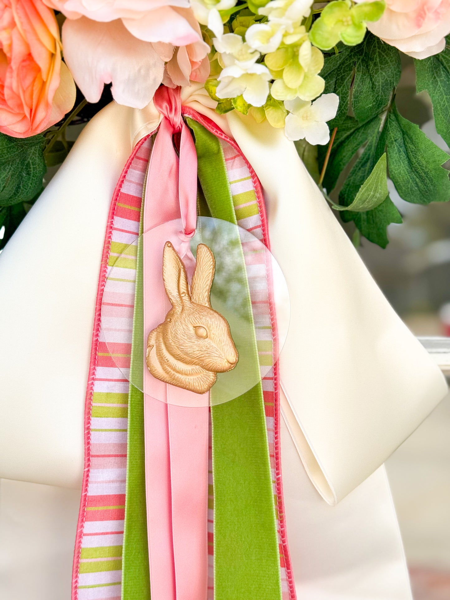 Peachy Peony Cottontail Wreath