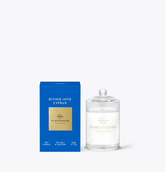 GLASSHOUSE Diving into Cyprus Sea Salt & Saffron Soy Candle 2.1 Oz