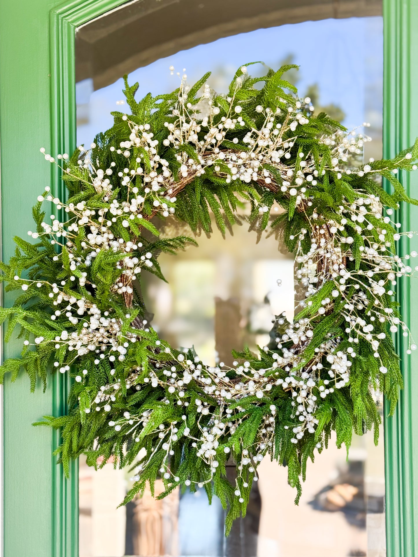 The Versailles Noel Pearl And Fir Christmas Wreath 30”