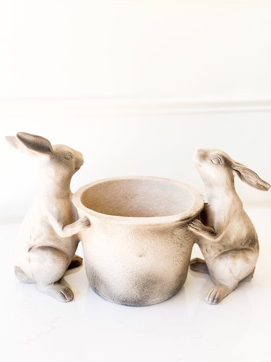 Bunnies Carrying A Planter