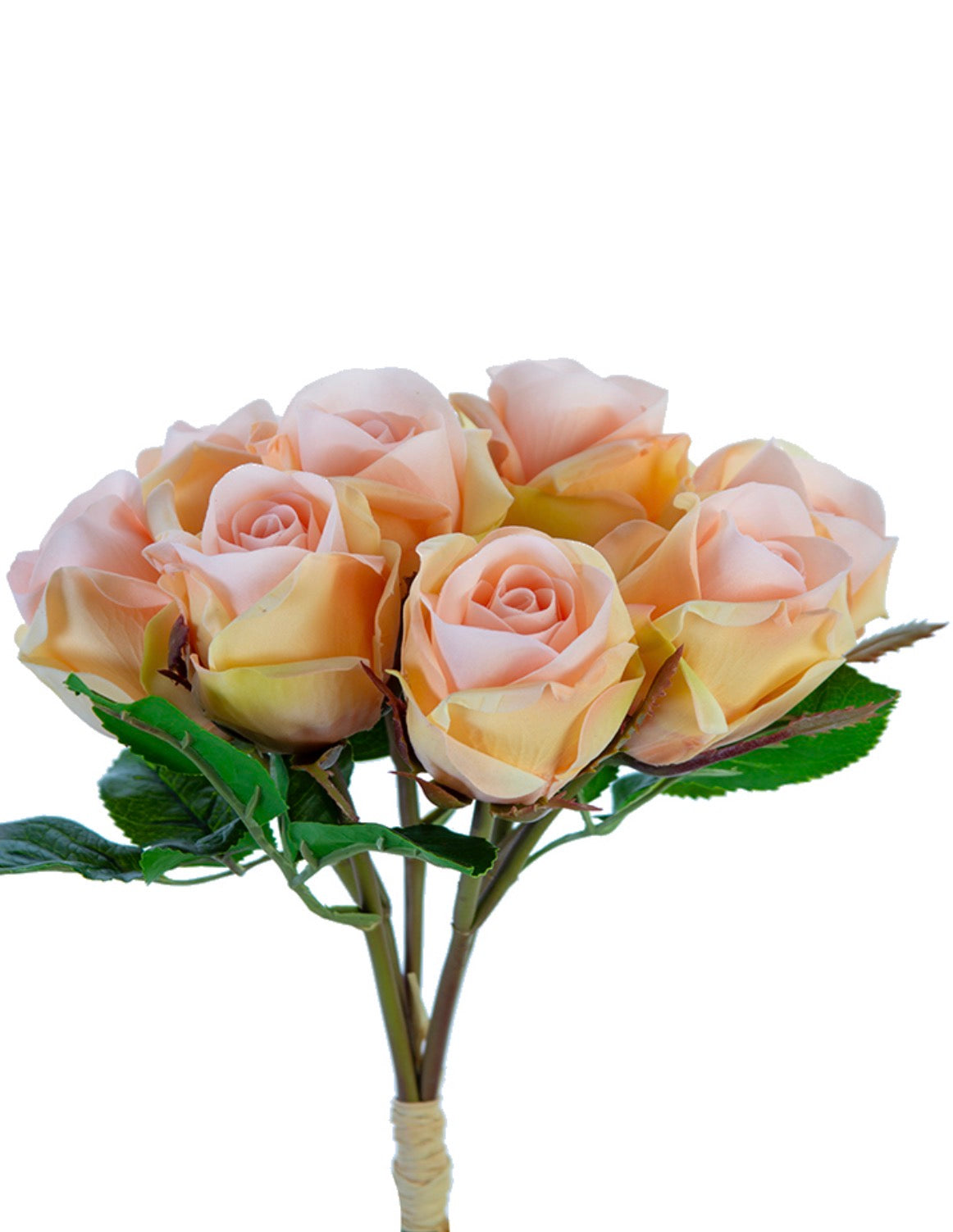 11” Real Touch Small Rose Bundle- Coral Peach