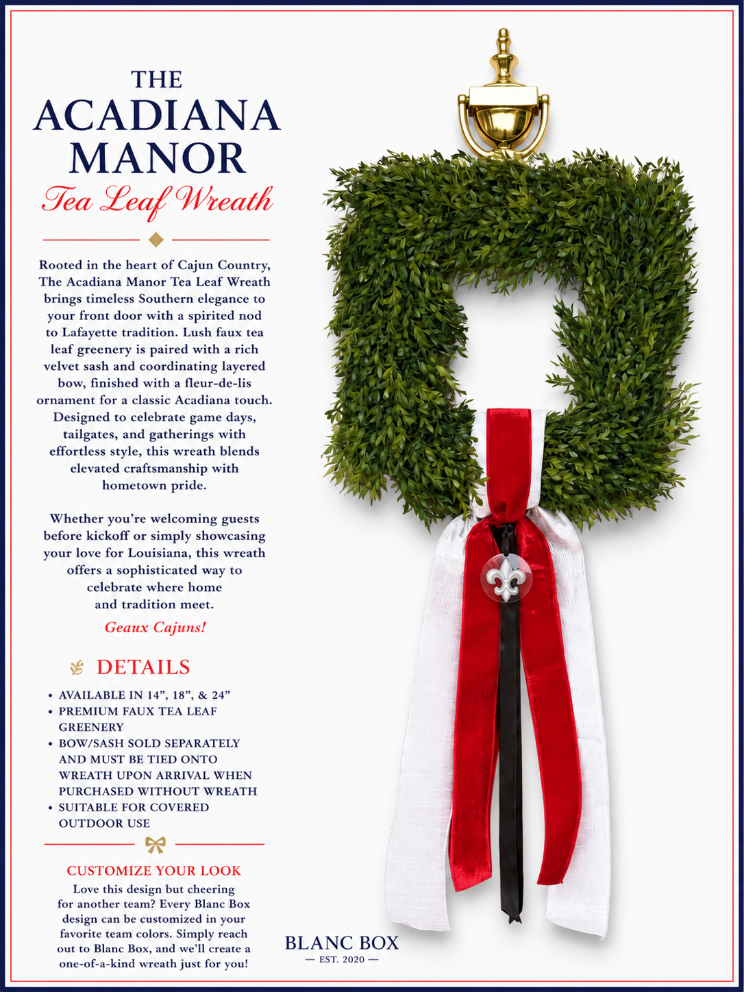 The Acadiana Manor Tea Leaf Wreath