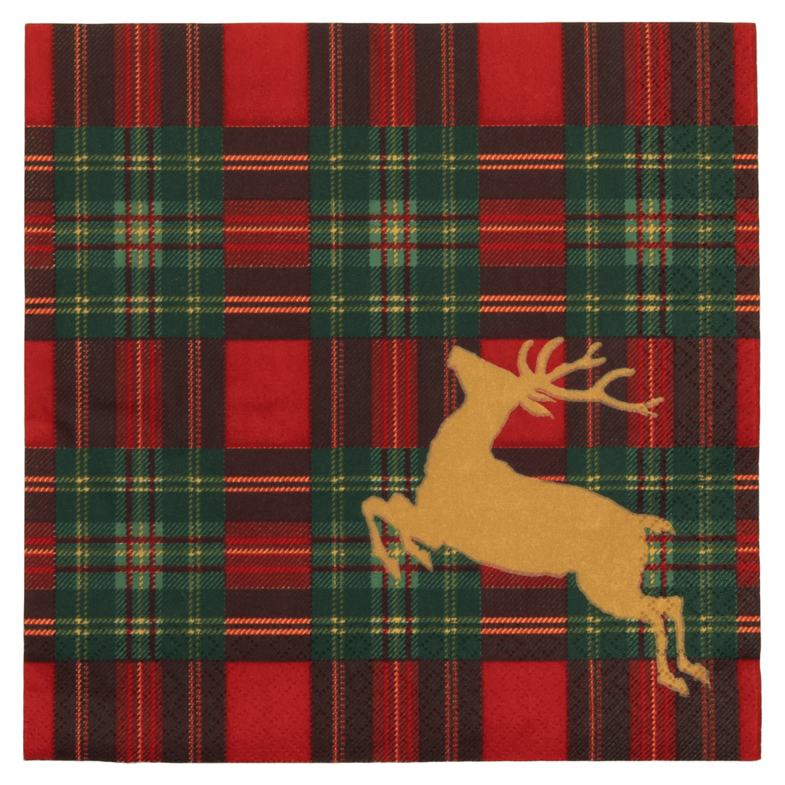 Reindeer Tartan Red Dinner Napkins