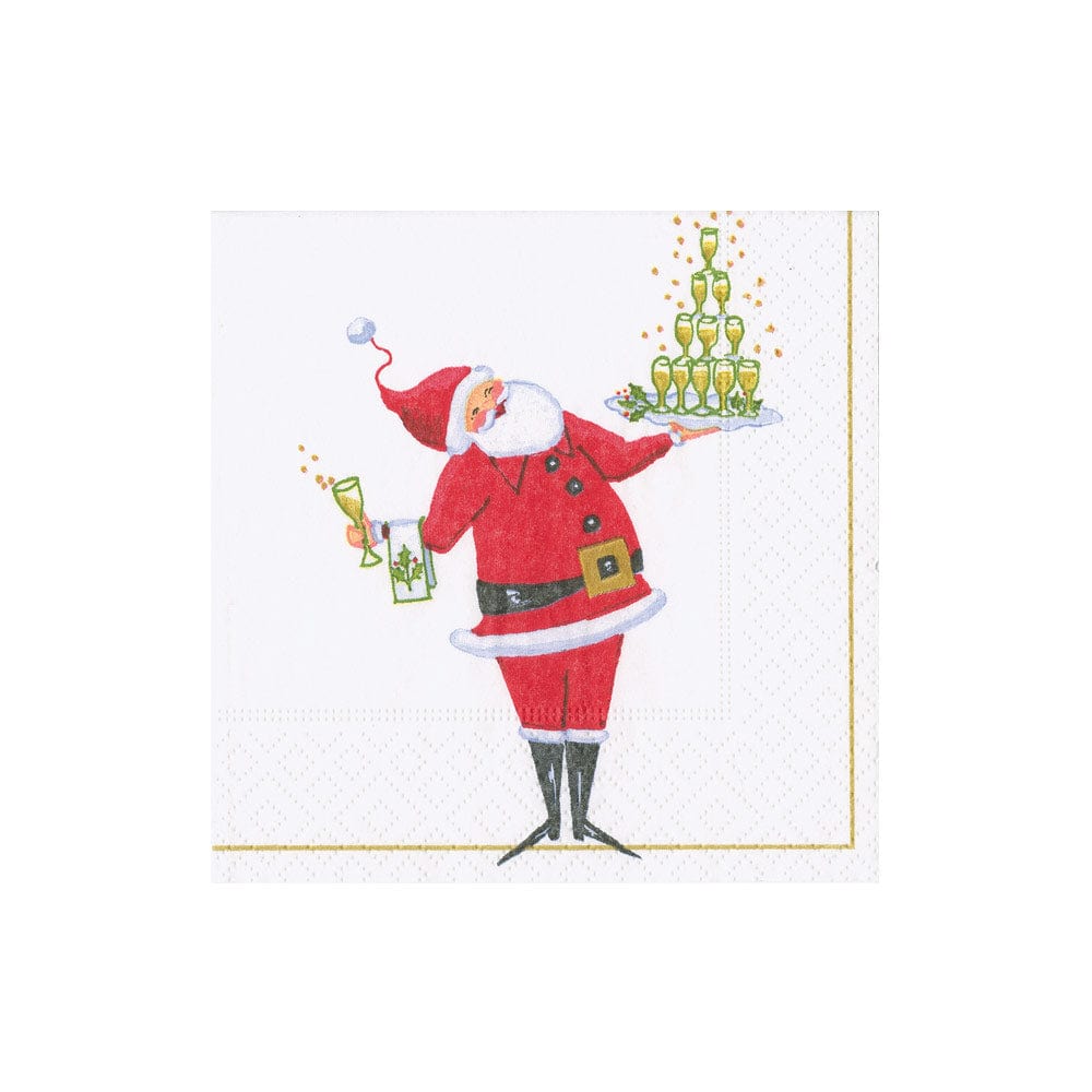 Santa Serving Drinks Napkin Cocktail