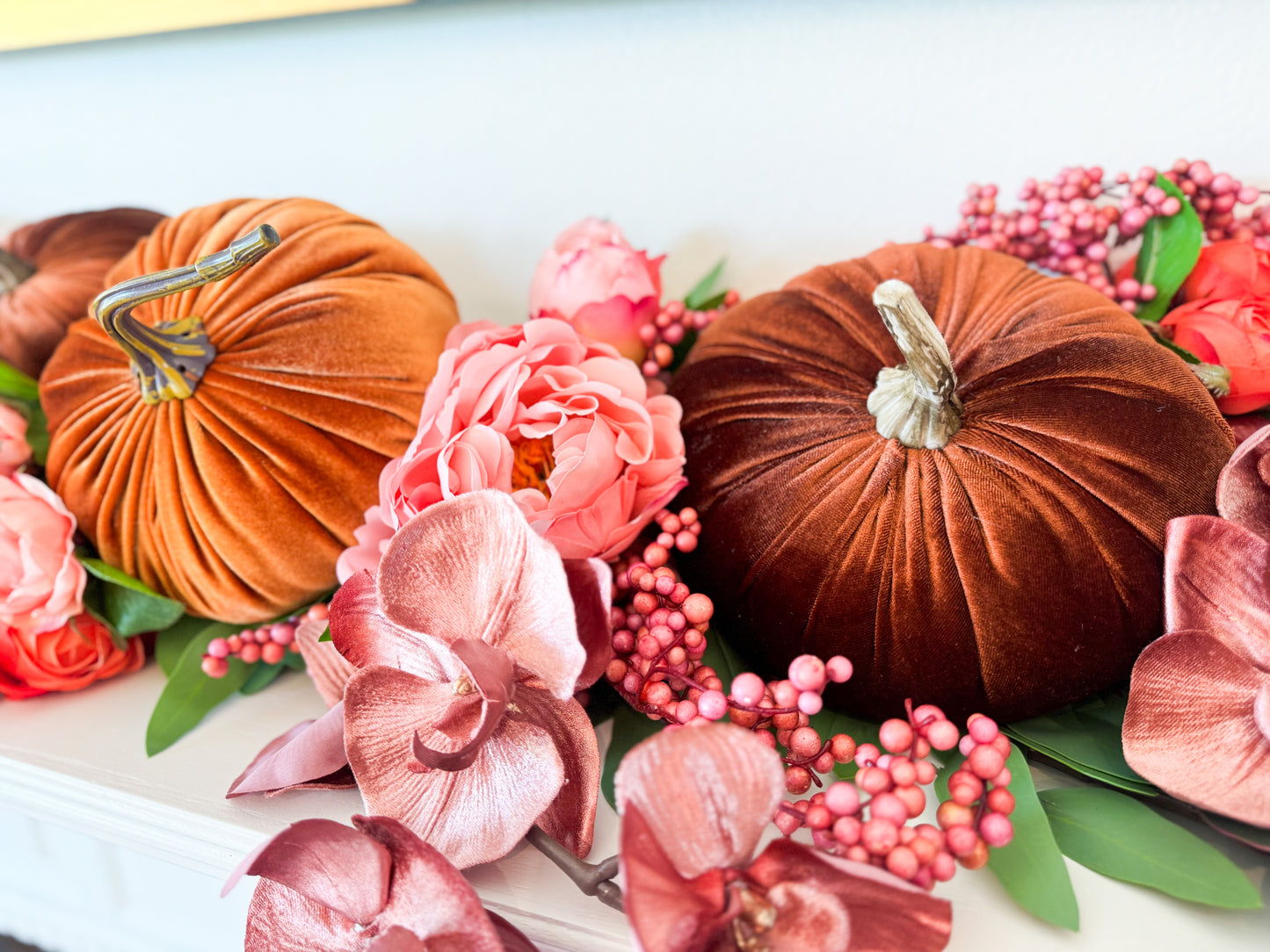 Autumn Rosewood Mantle Tablescape/Garland Decor Box