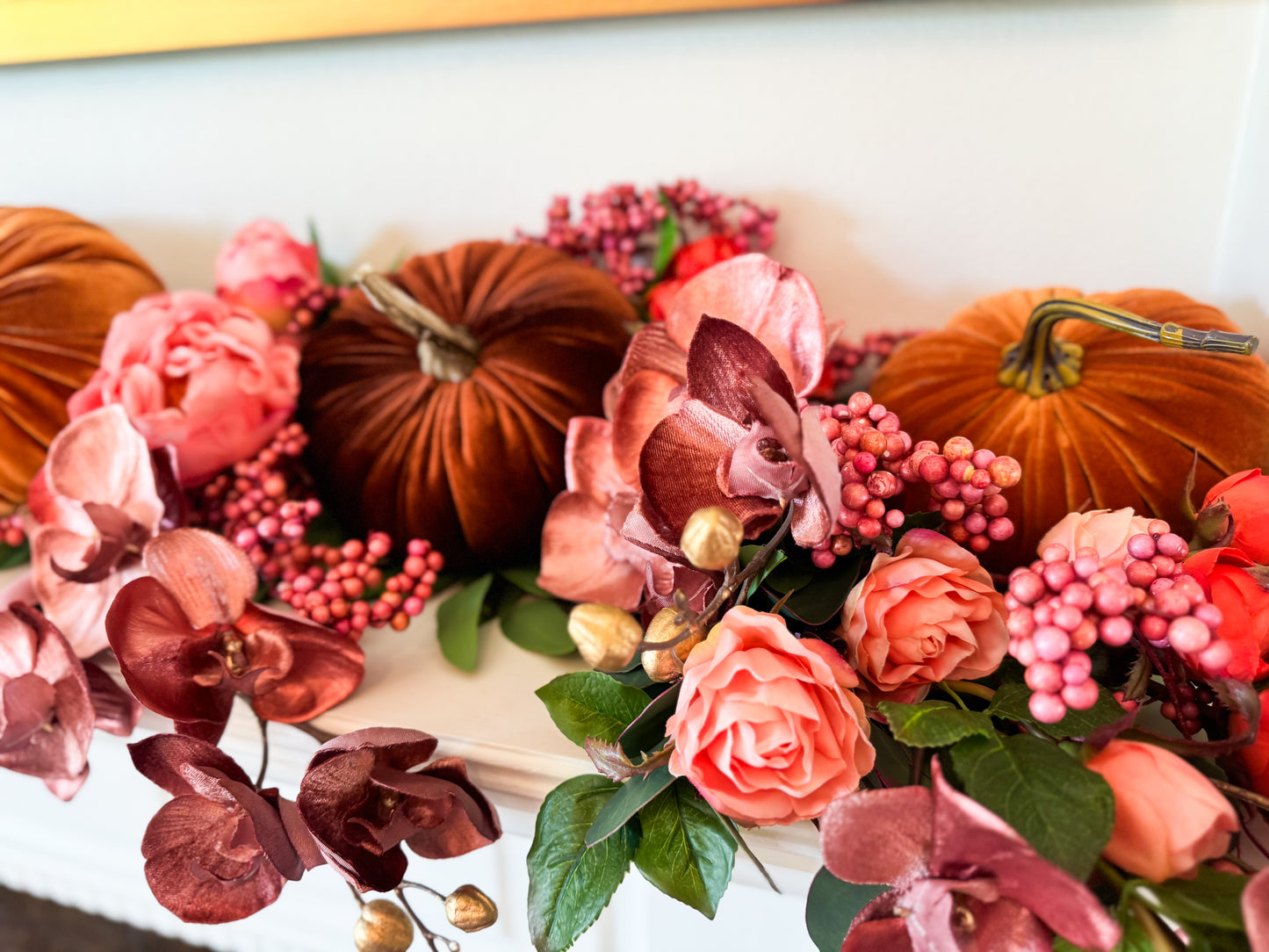 Autumn Rosewood Mantle Tablescape/Garland Decor Box