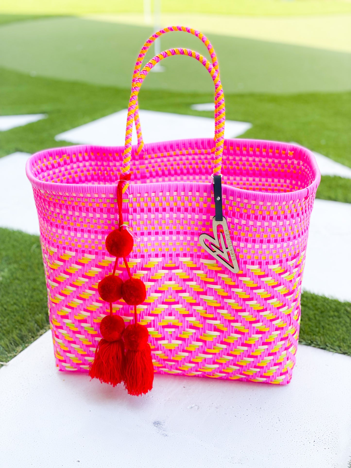 Pink Diamond Multi Maria Victoria Tote And Tassel