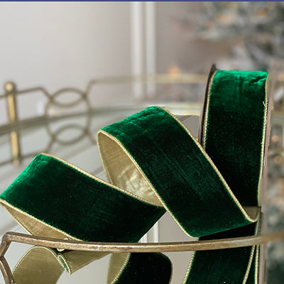 Lush Velvet Ribbon with Gold Trim
