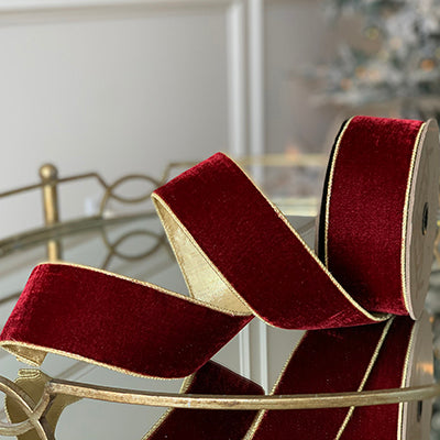 Lush Velvet Ribbon with Gold Trim