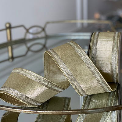 Metallic Satin Ribbon with Stripe Edge
