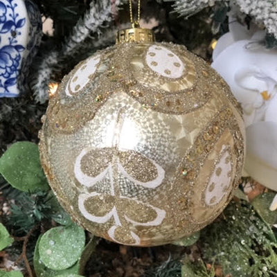 Cream, Gold and Champagne Leaf Ornament