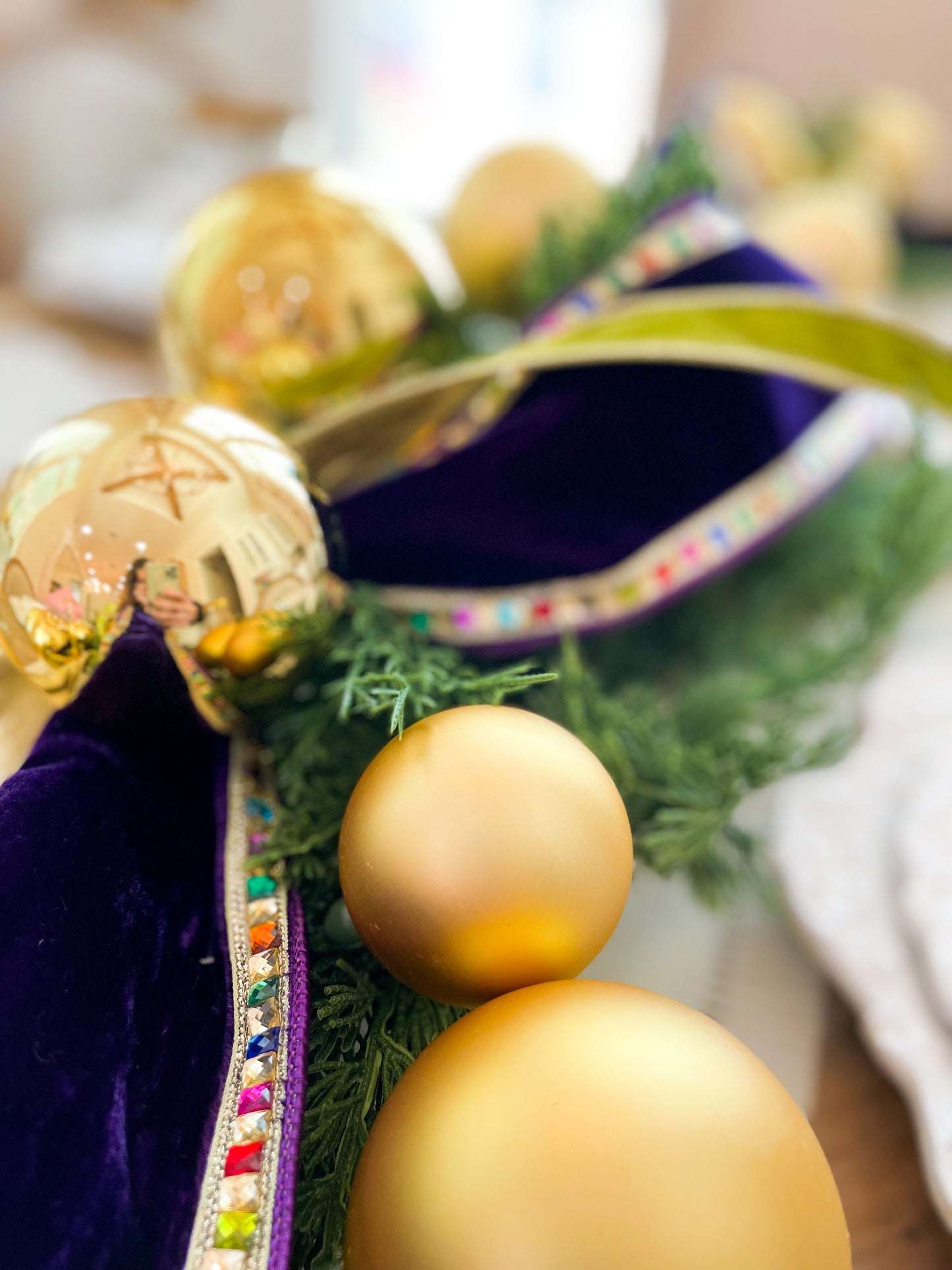 Gold Matte And Shiny Ornament Garland
