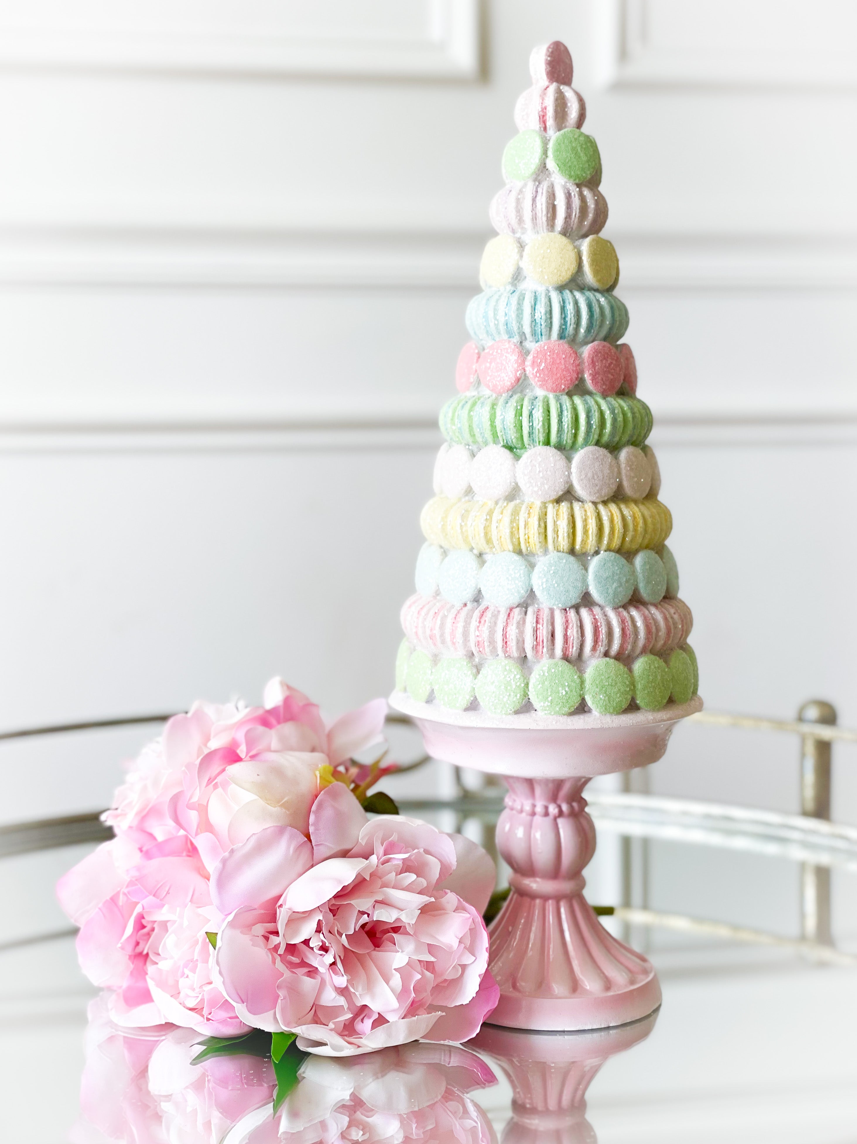 Ombré Rainbow Spring Pastel offers Macaron Pedestal Cake Tree