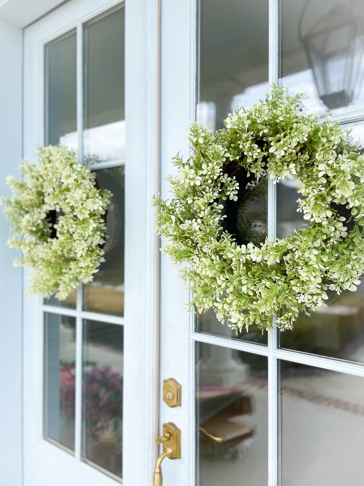 Cream And Green Boxwood Wreath
