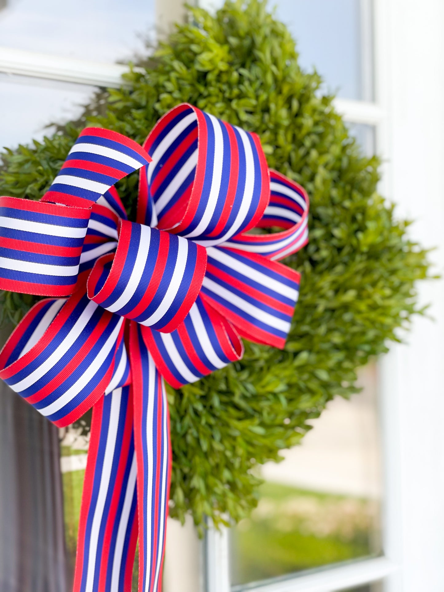 Patriotic 18” Square Tea Leaf Wreath With Bow