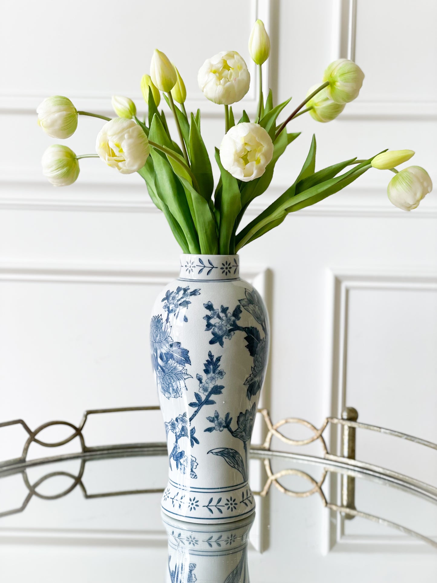 Japanese Blossom Blue And White Vase (Local Pickup Only)