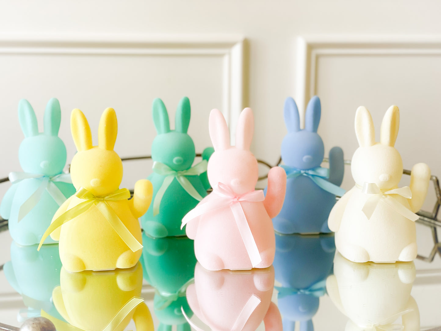 Flocked Waving Bunny