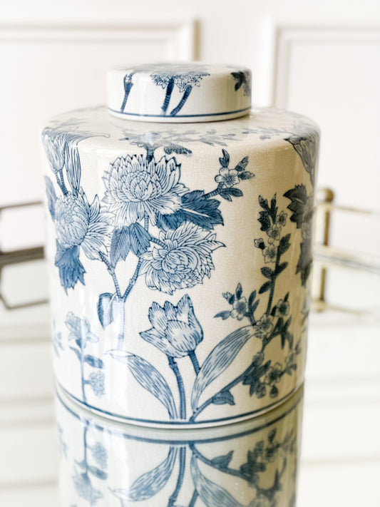 Japanese Blossom Blue And White Vase (Local Pickup Only)