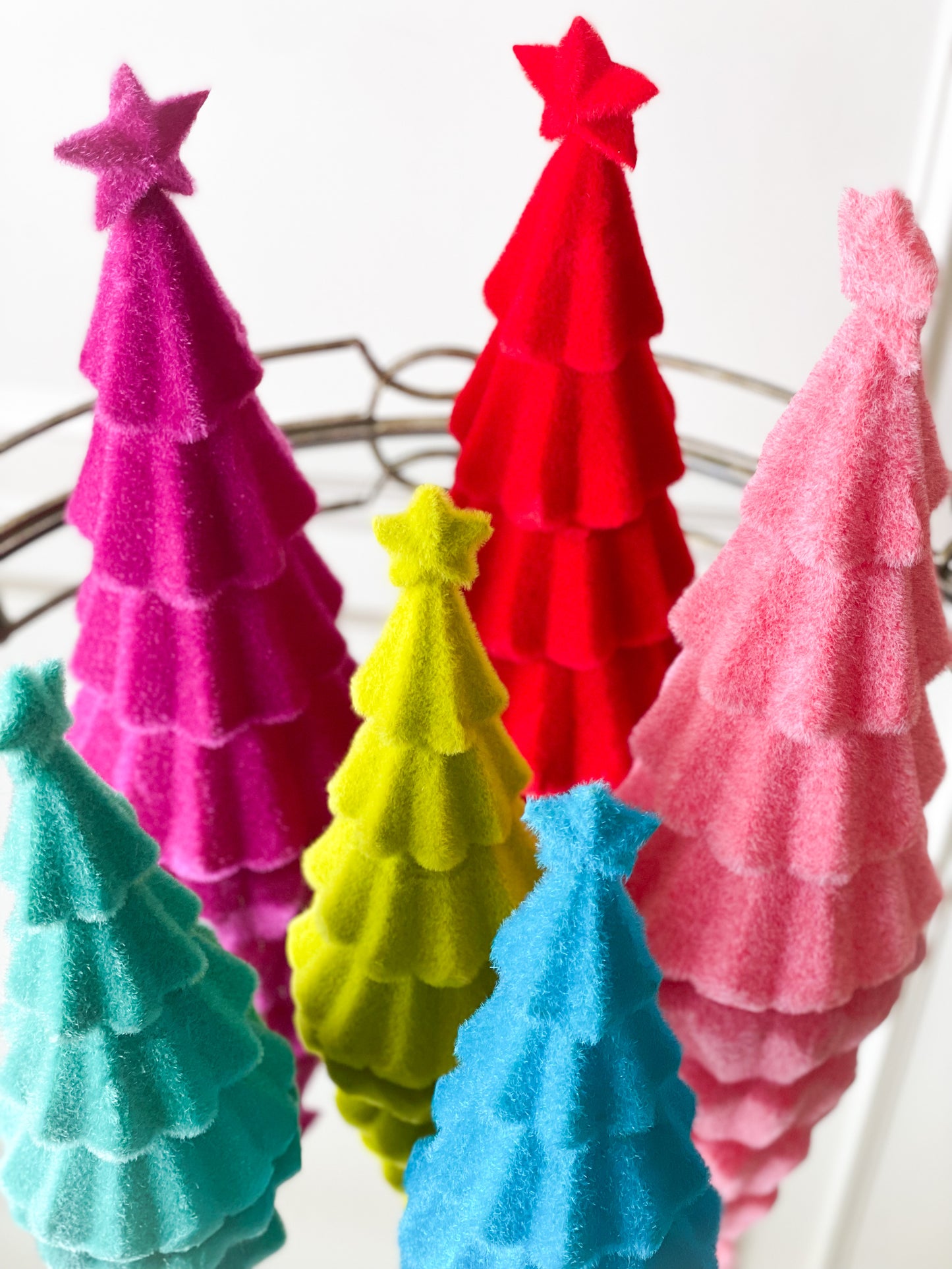 Set Of 6 Flocked Trees