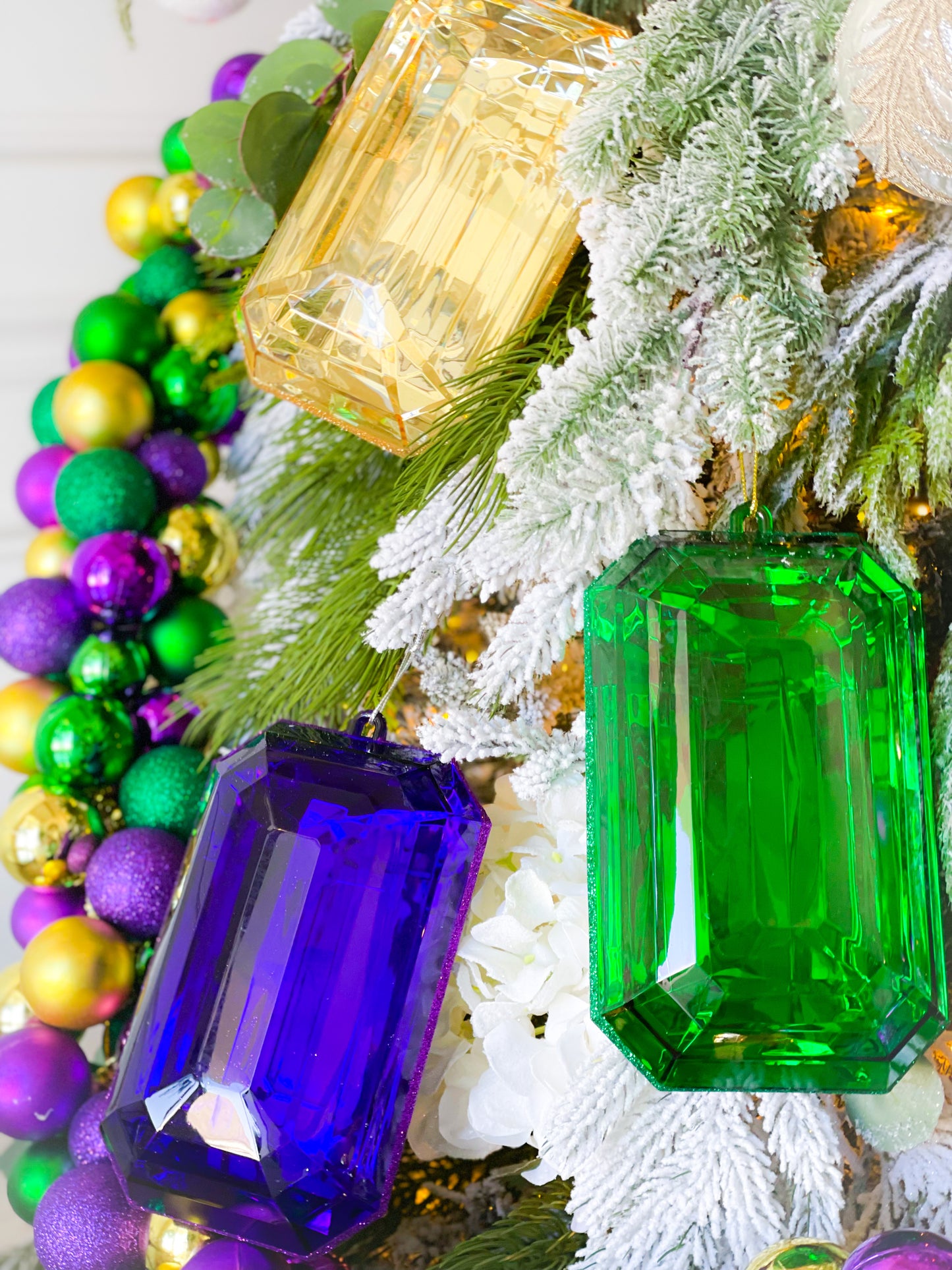 Set Of Three Rectangle Mardi Gras Jewel