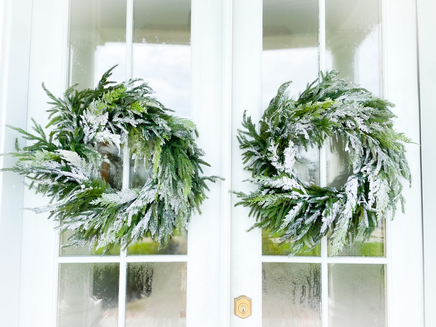 Real Touch Snow Dusted Cedar Wreath