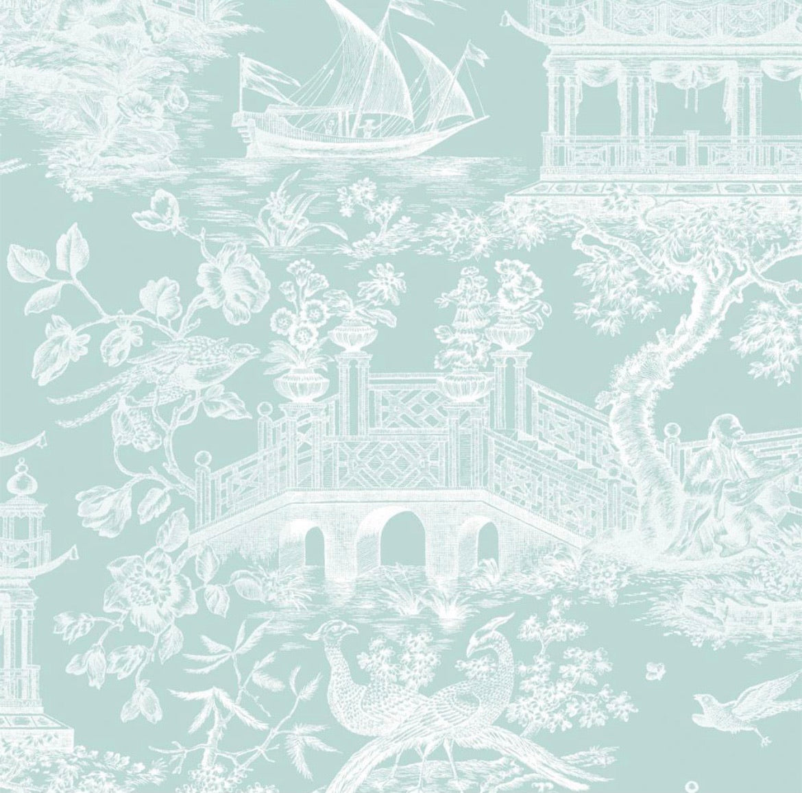 Chinoiserie Toile Blue & White Wrapping Paper