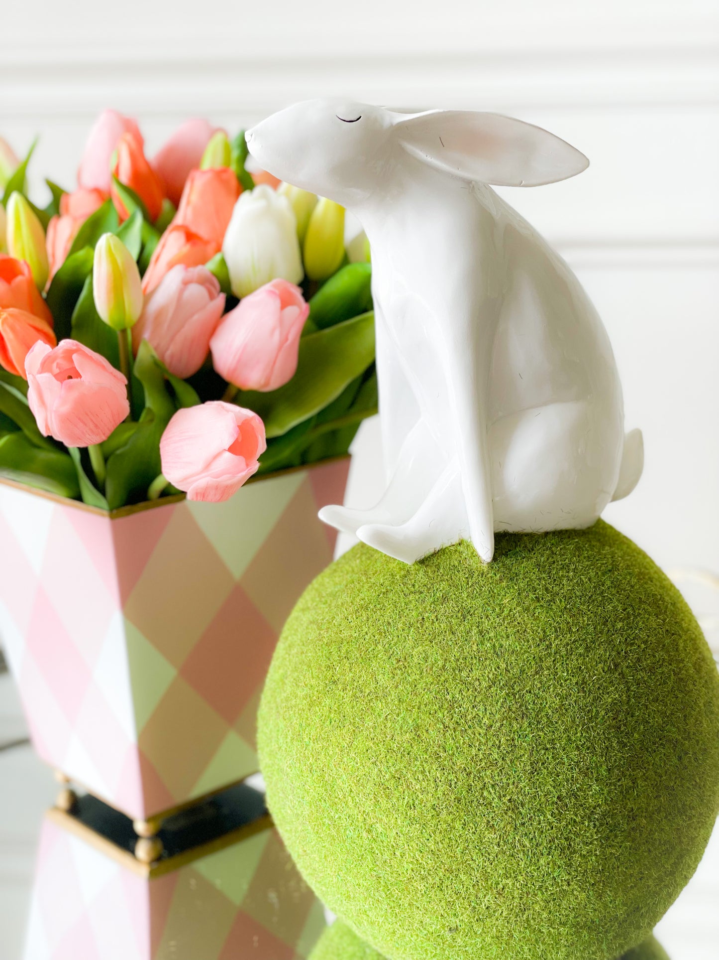 Bunny Sitting On Moss Ball