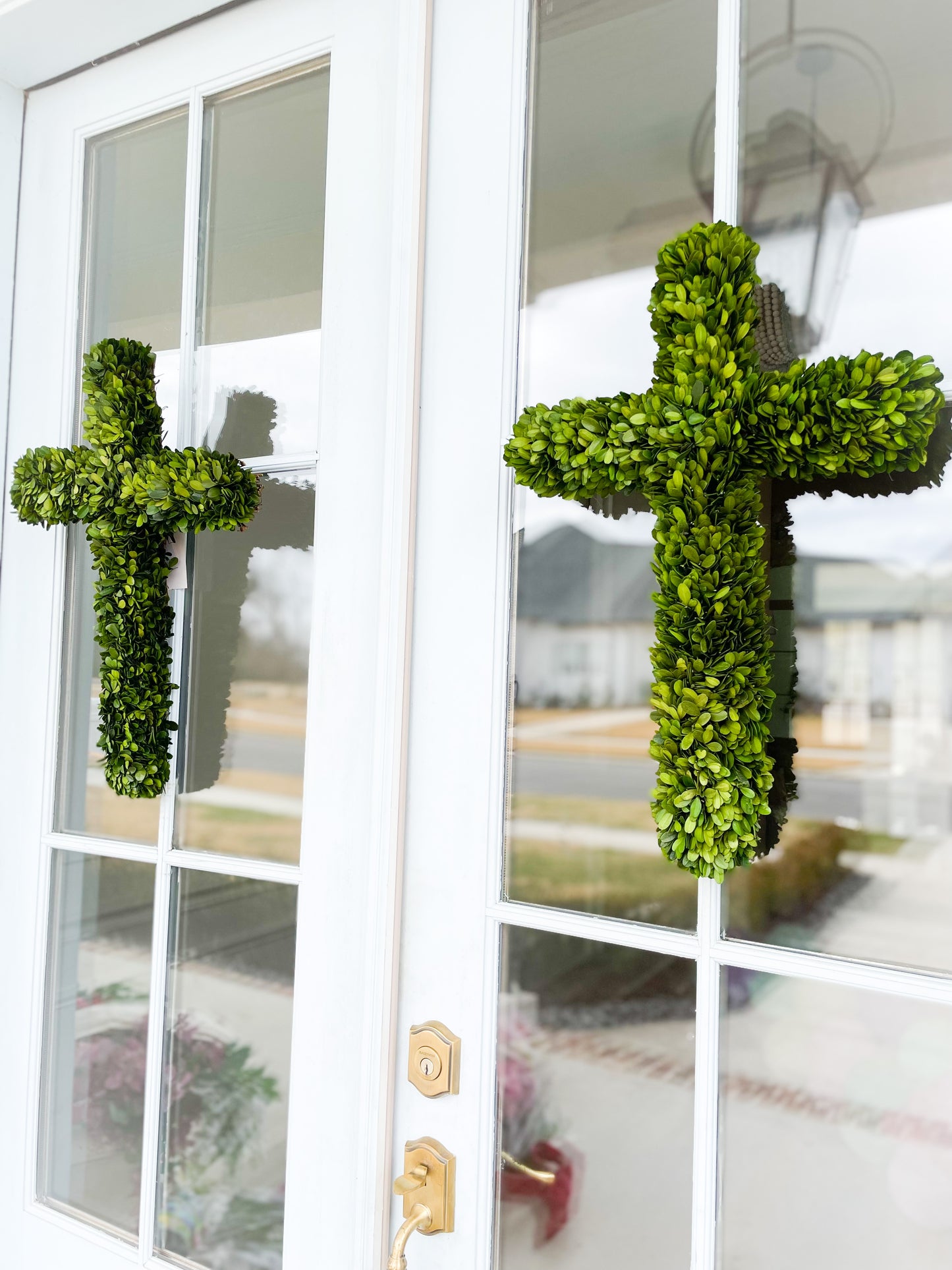 Preserved Boxwood Cross Wreath