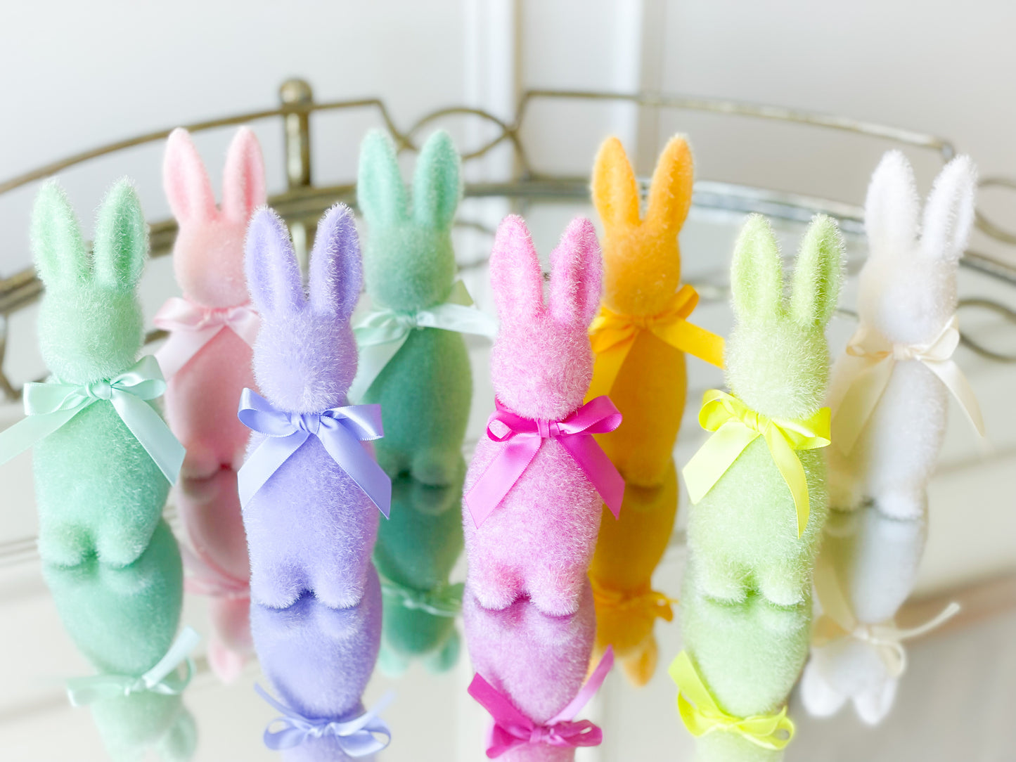 Set Of Four Flocked Bunnies