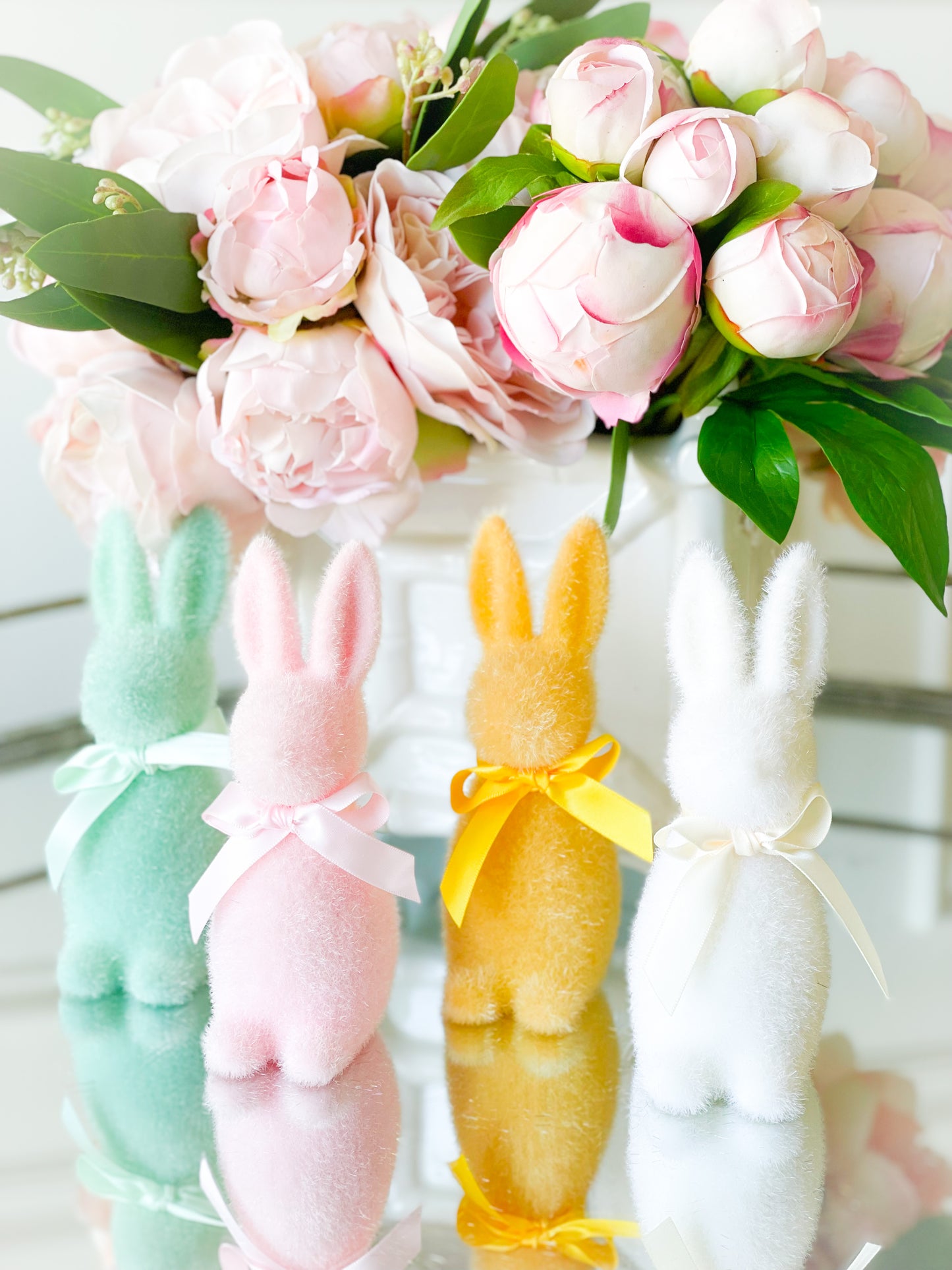 Set Of Four Flocked Bunnies