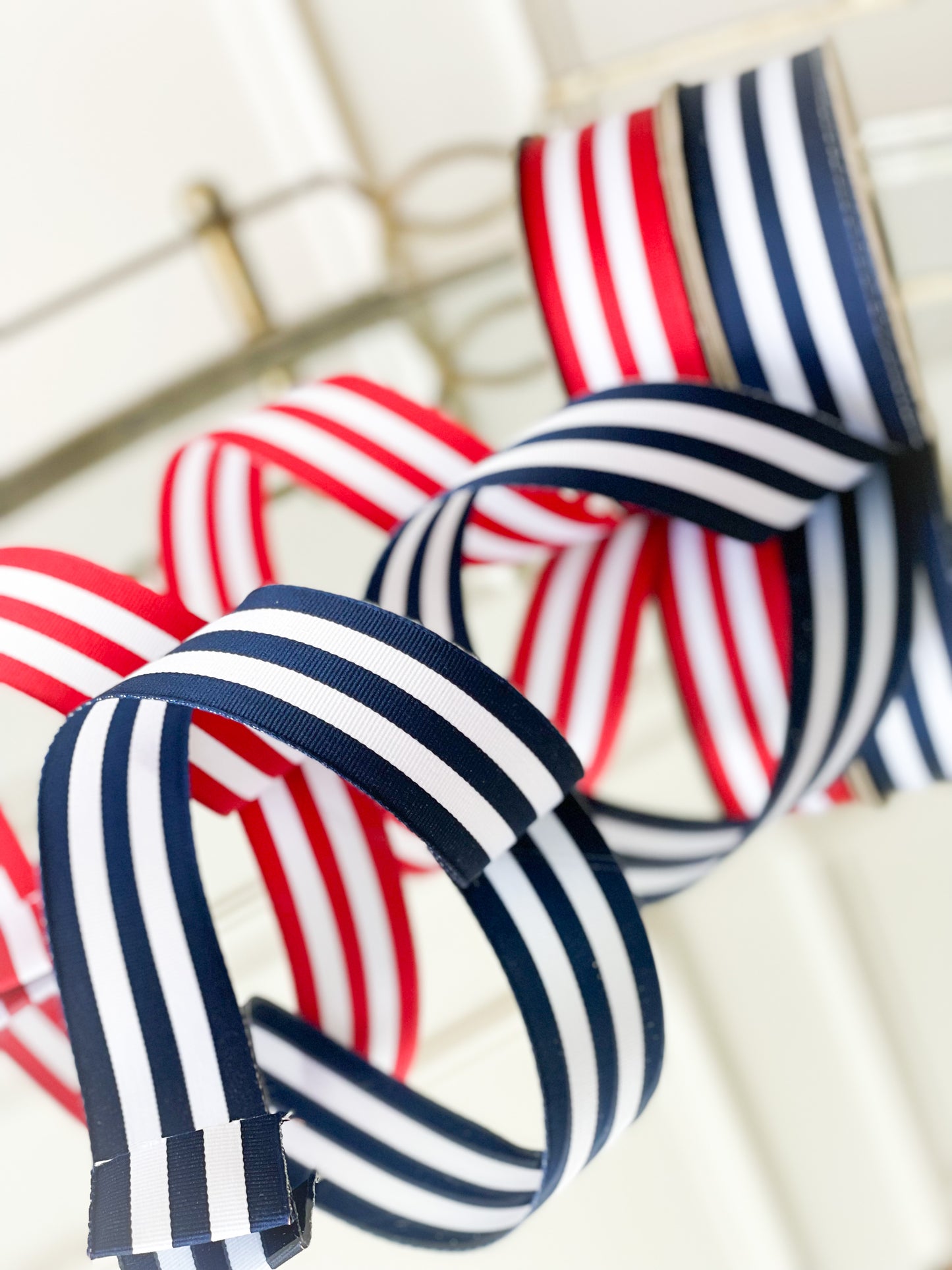 Grosgrain Navy And White Stripe Ribbon