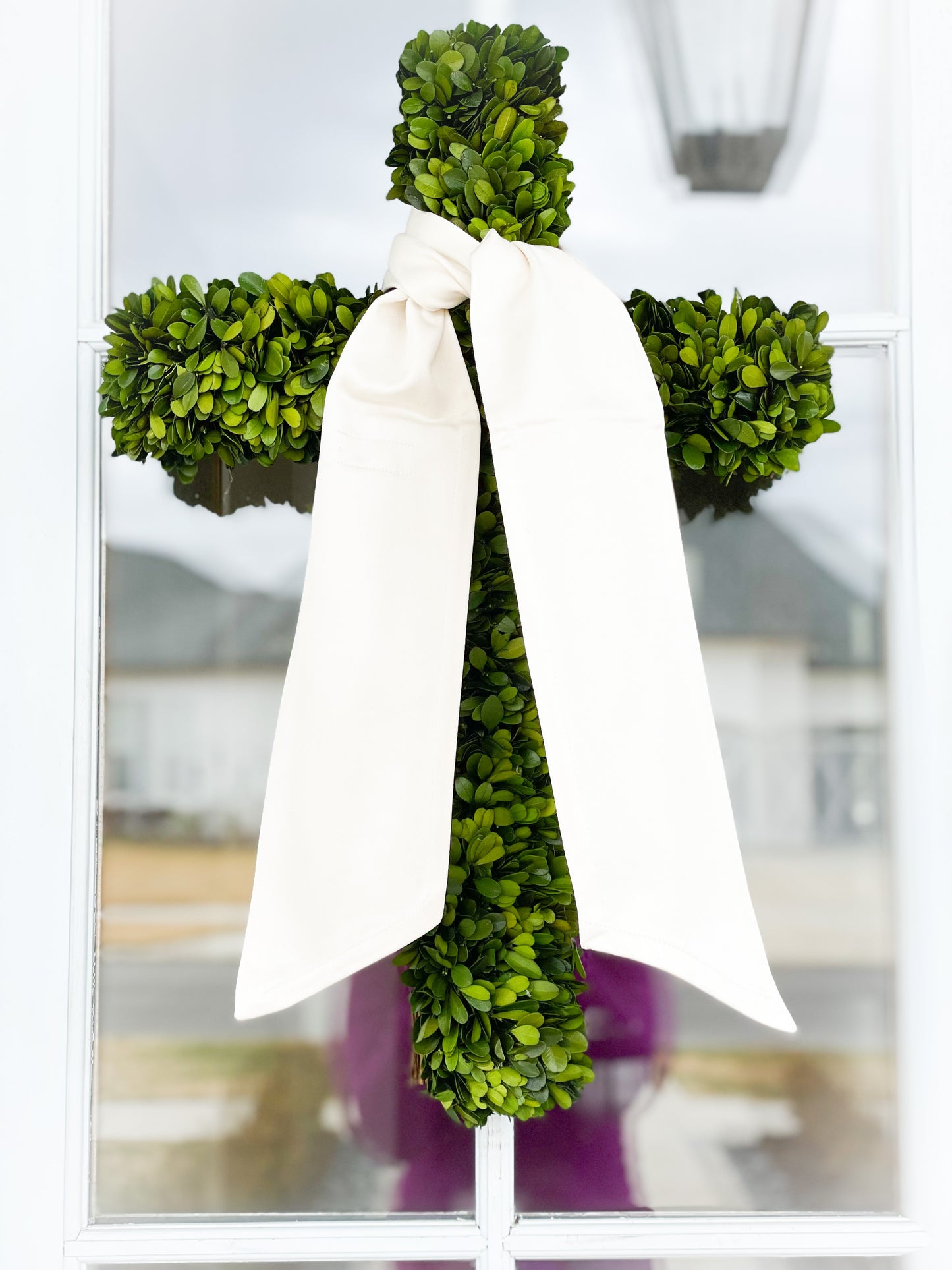 Preserved Boxwood Cross Wreath