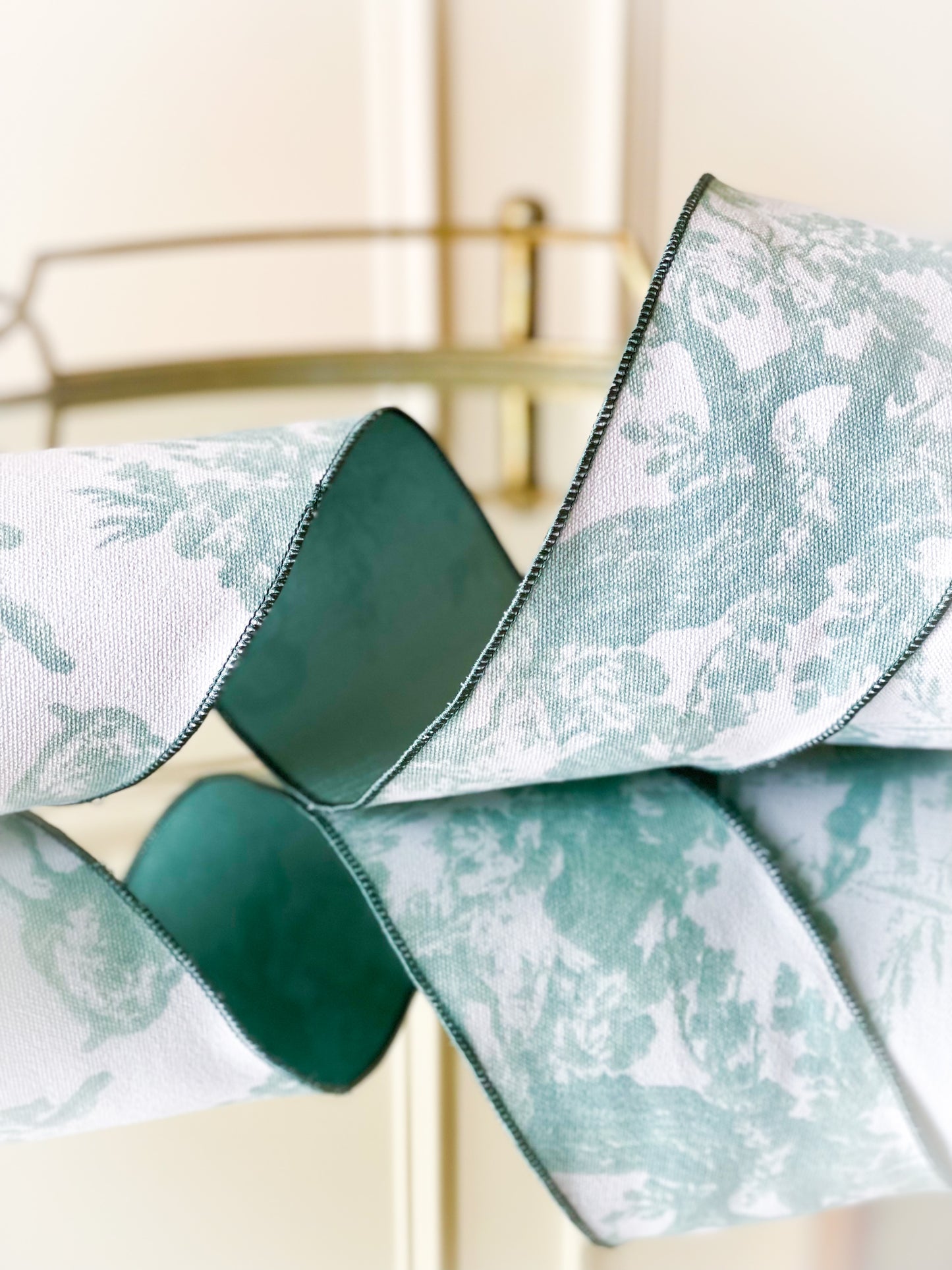 Celadon Reversible Toile Ribbon