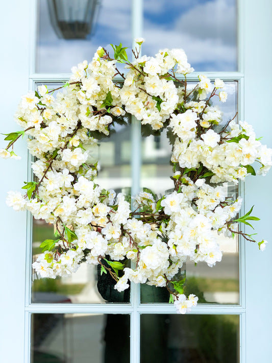 White Sweet Cherry Blossom Wreath