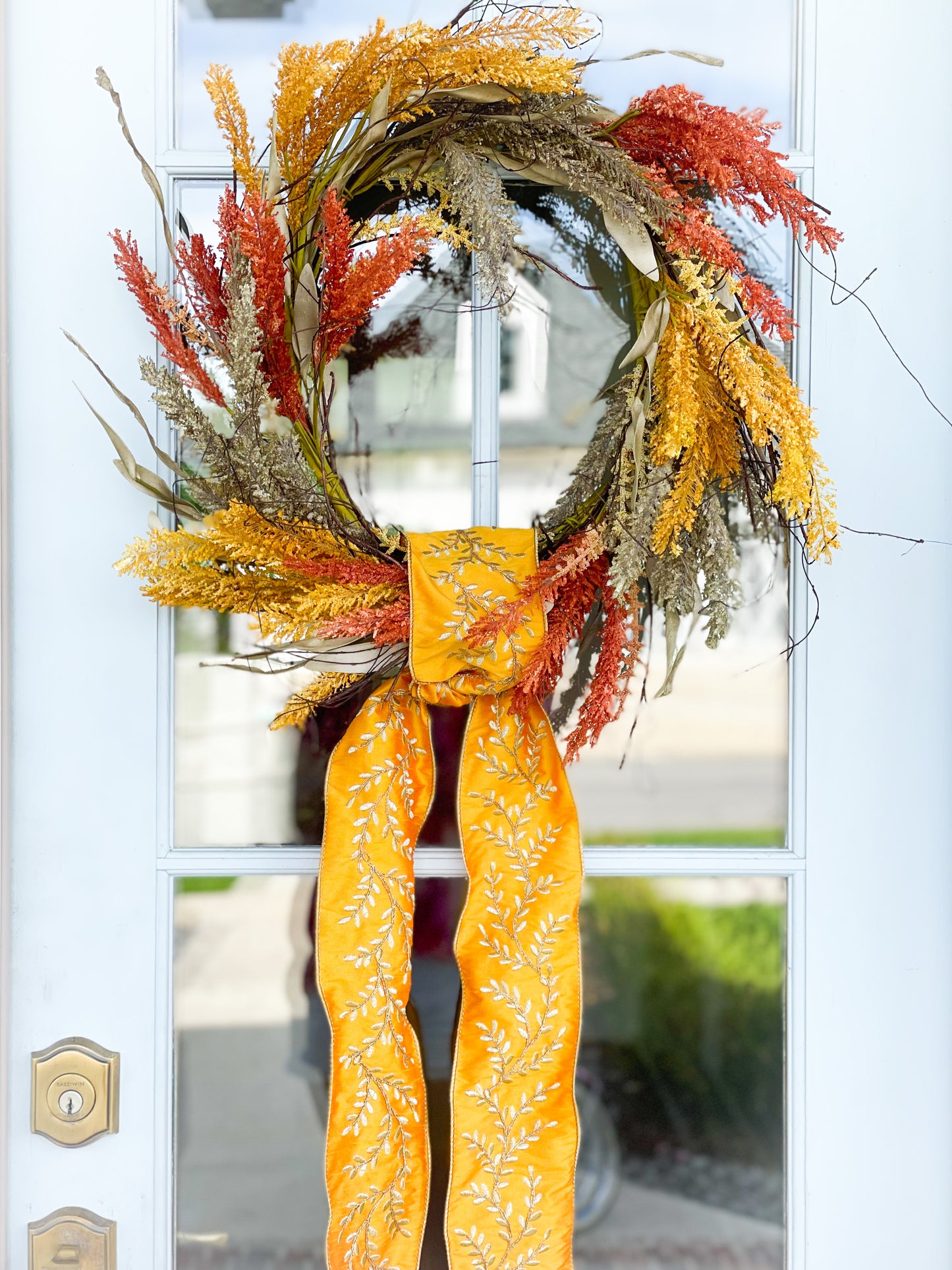 Old Gold Faux Dupion Gold Vine Embroidery