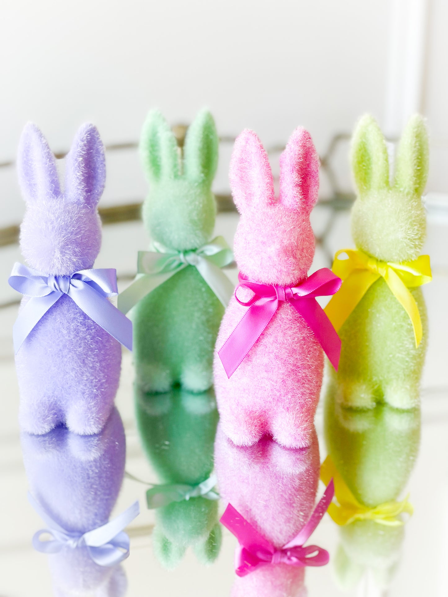 Set Of Four Flocked Bunnies