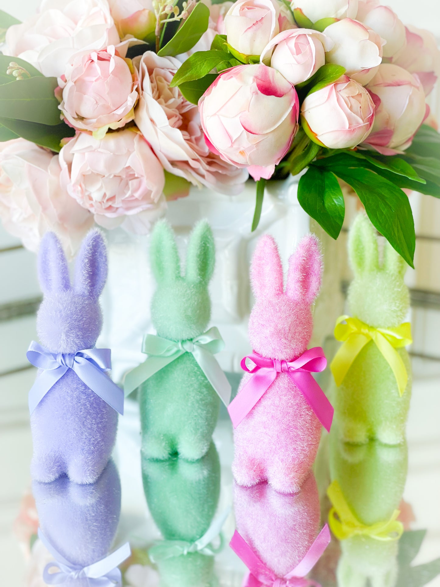 Set Of Four Flocked Bunnies