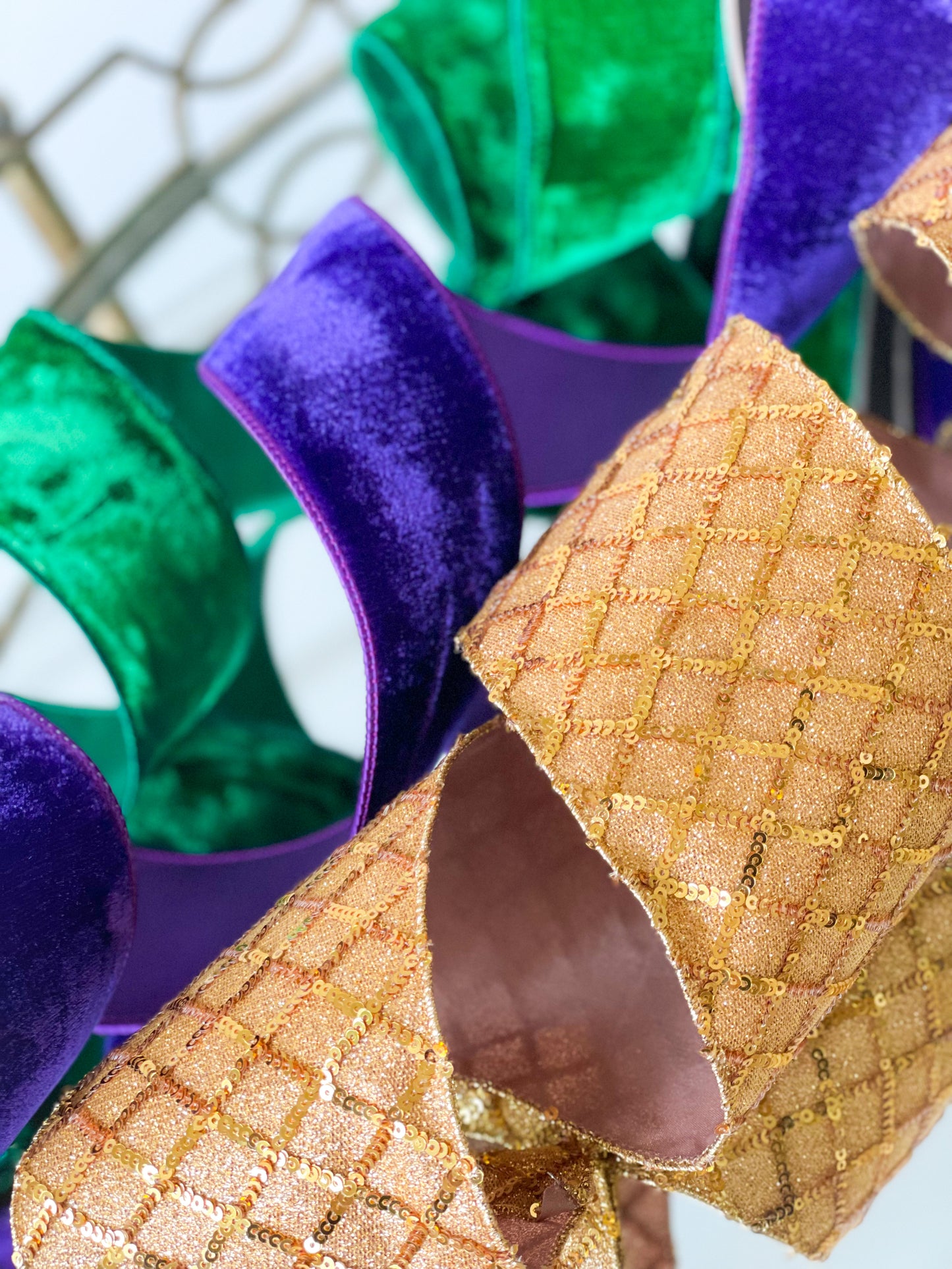 Purple Velvet Ribbon With Dupion Back