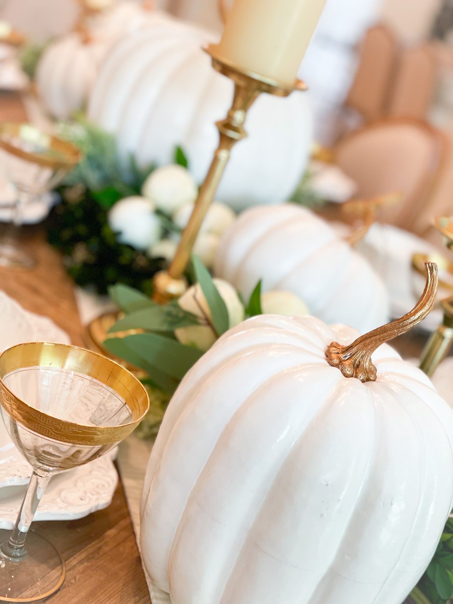 White Pumpkin With Gold Stem