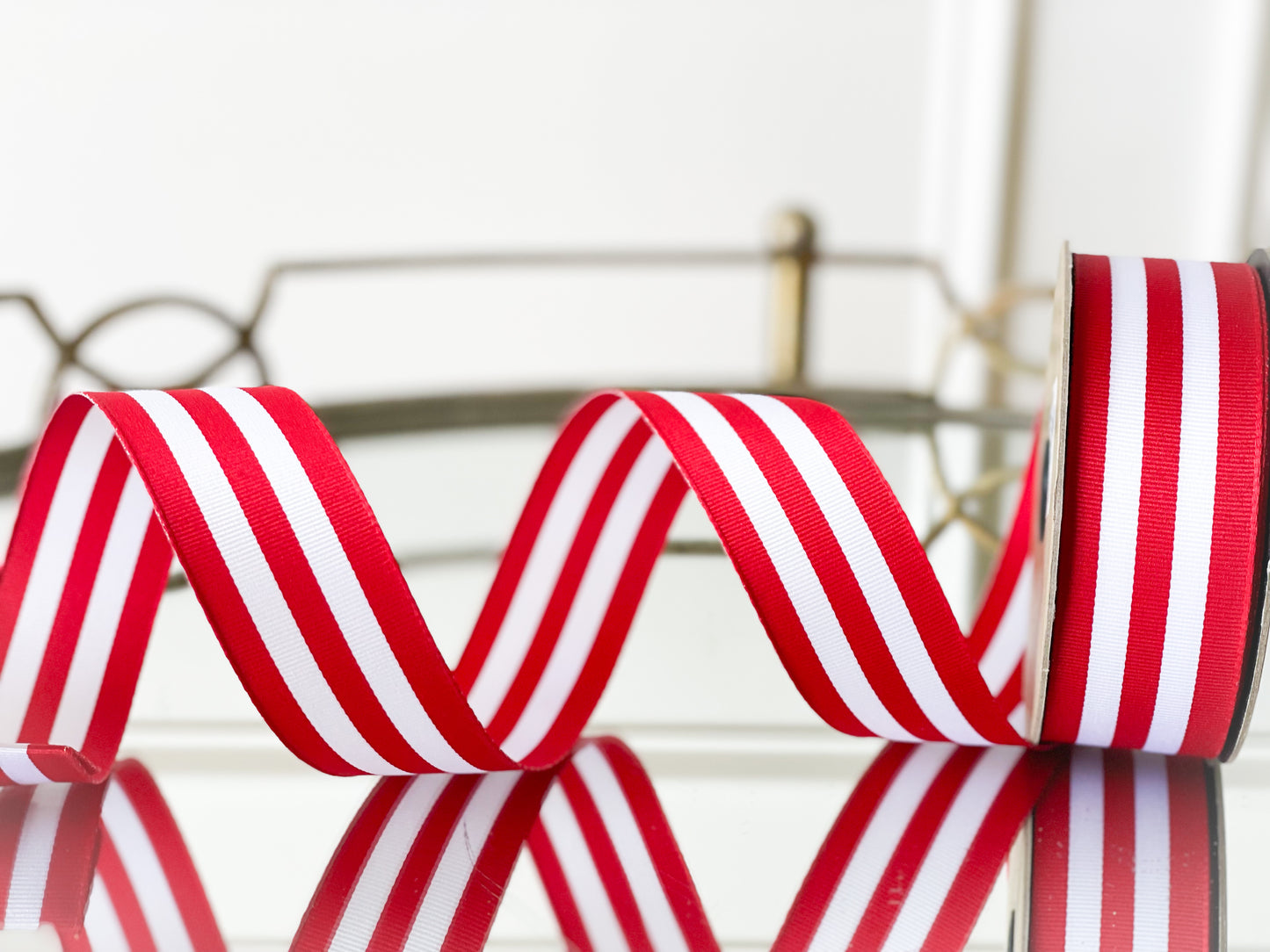 Grosgrain Red And White Stripe Ribbon