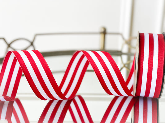 Grosgrain Red And White Stripe Ribbon