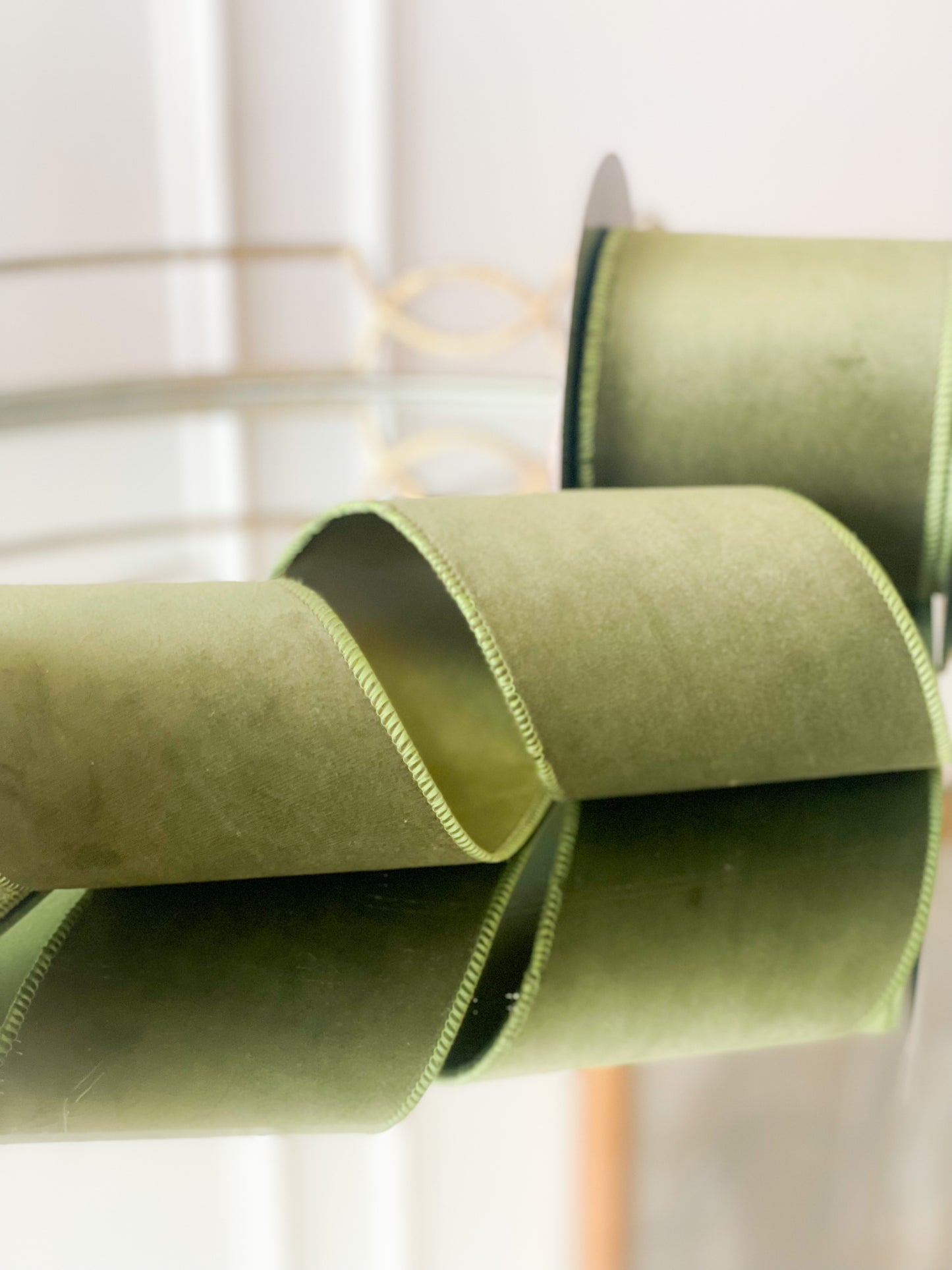 Olive Green Soft Velvet Ribbon