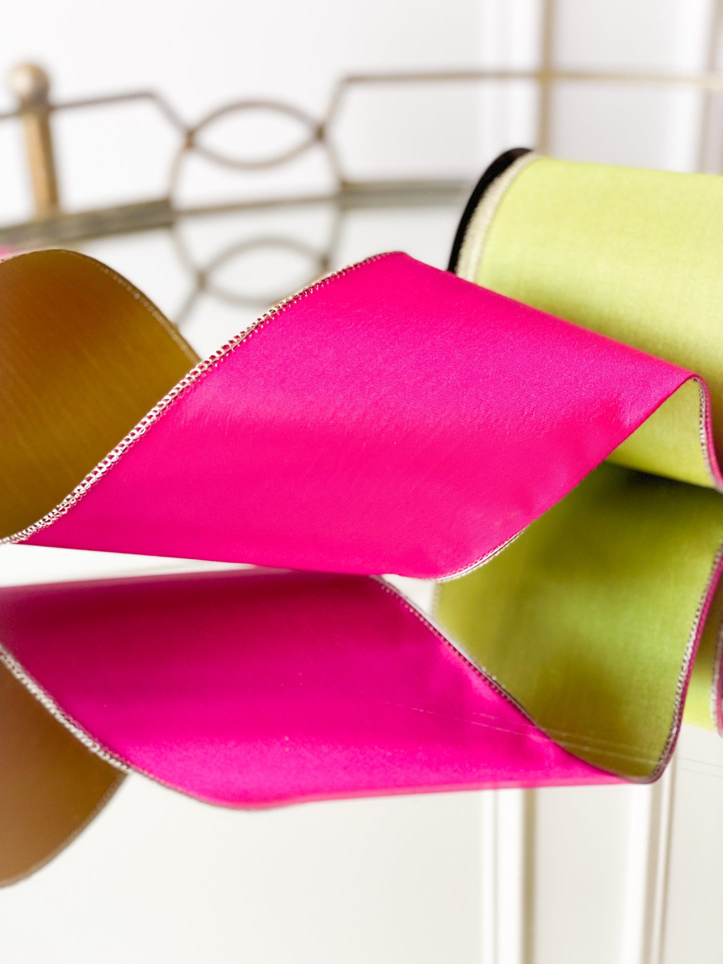 Neon Lime/Hot Pink Reversible Taffeta