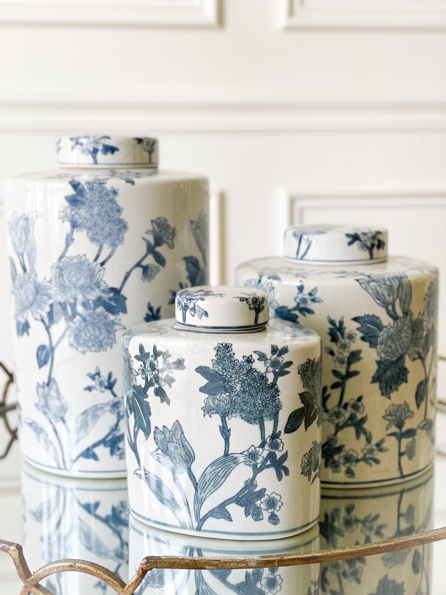 Japanese Blossom Blue And White Vase (Local Pickup Only)