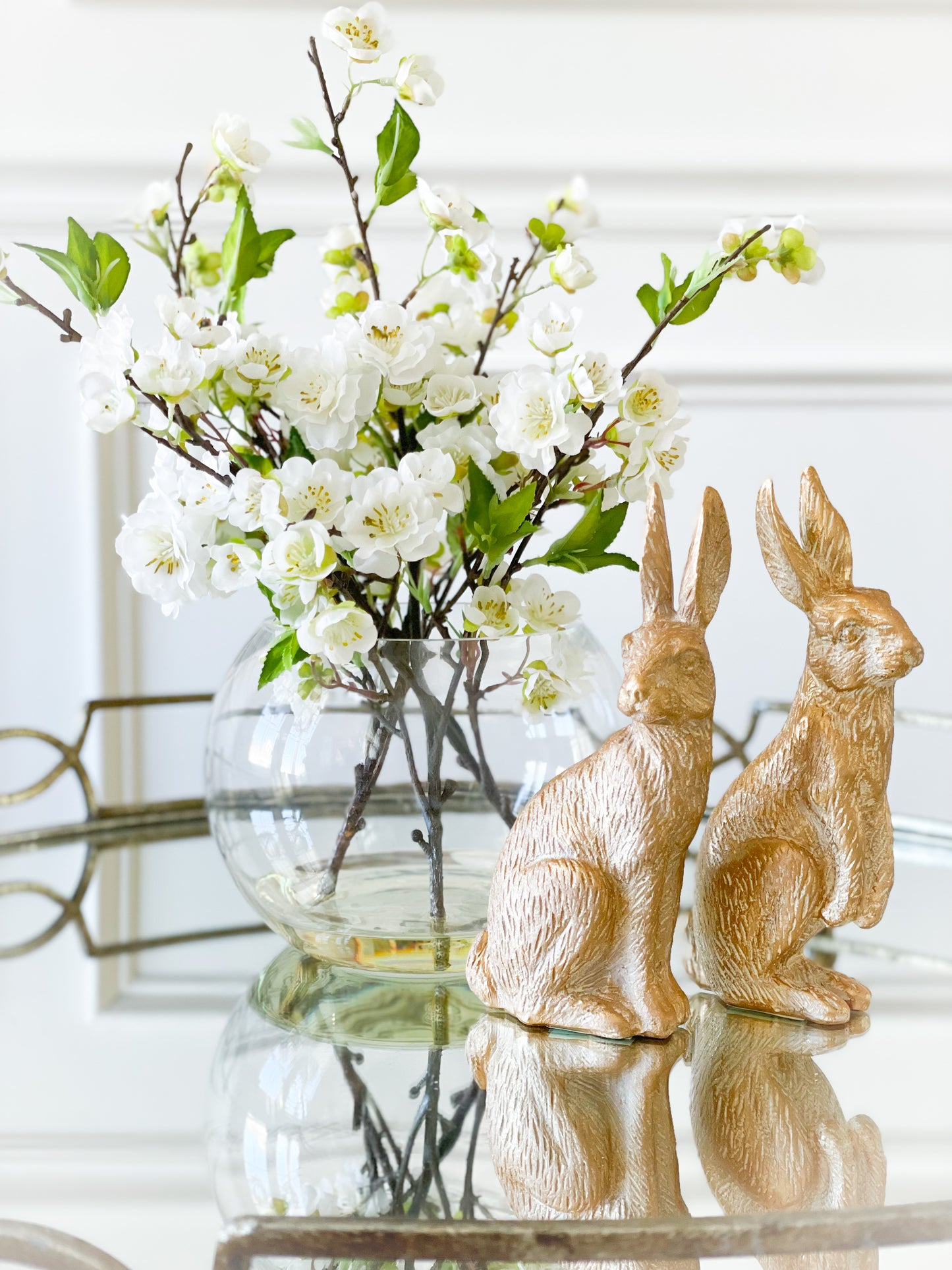 Set Of 2 Gold Bunnies