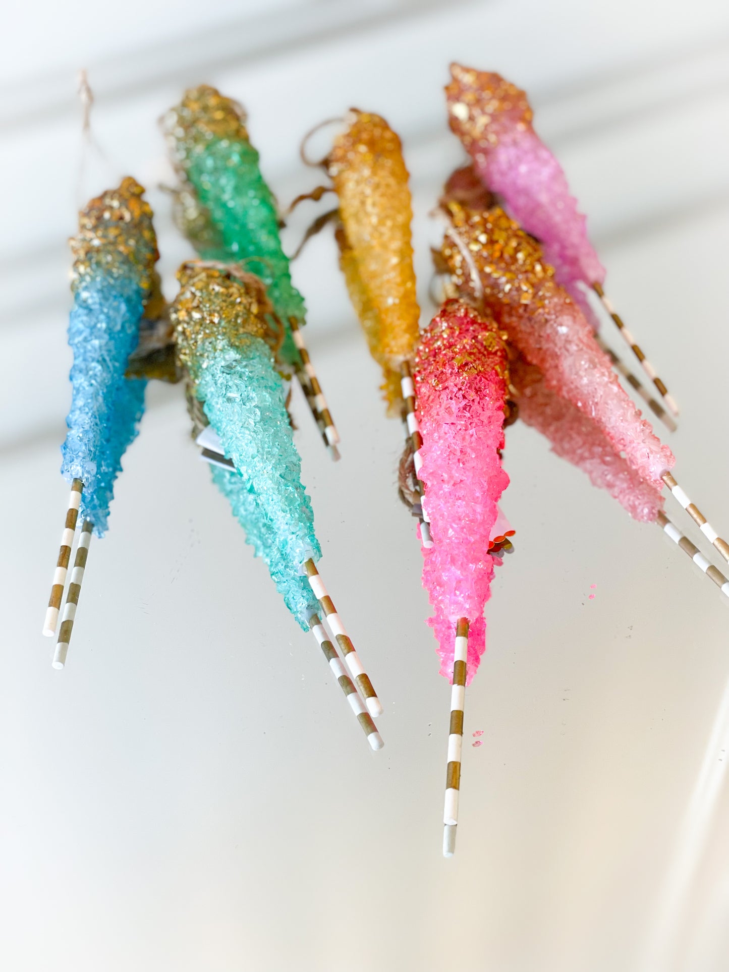 Glitterville Set Of 7 Rock Candy Ornaments