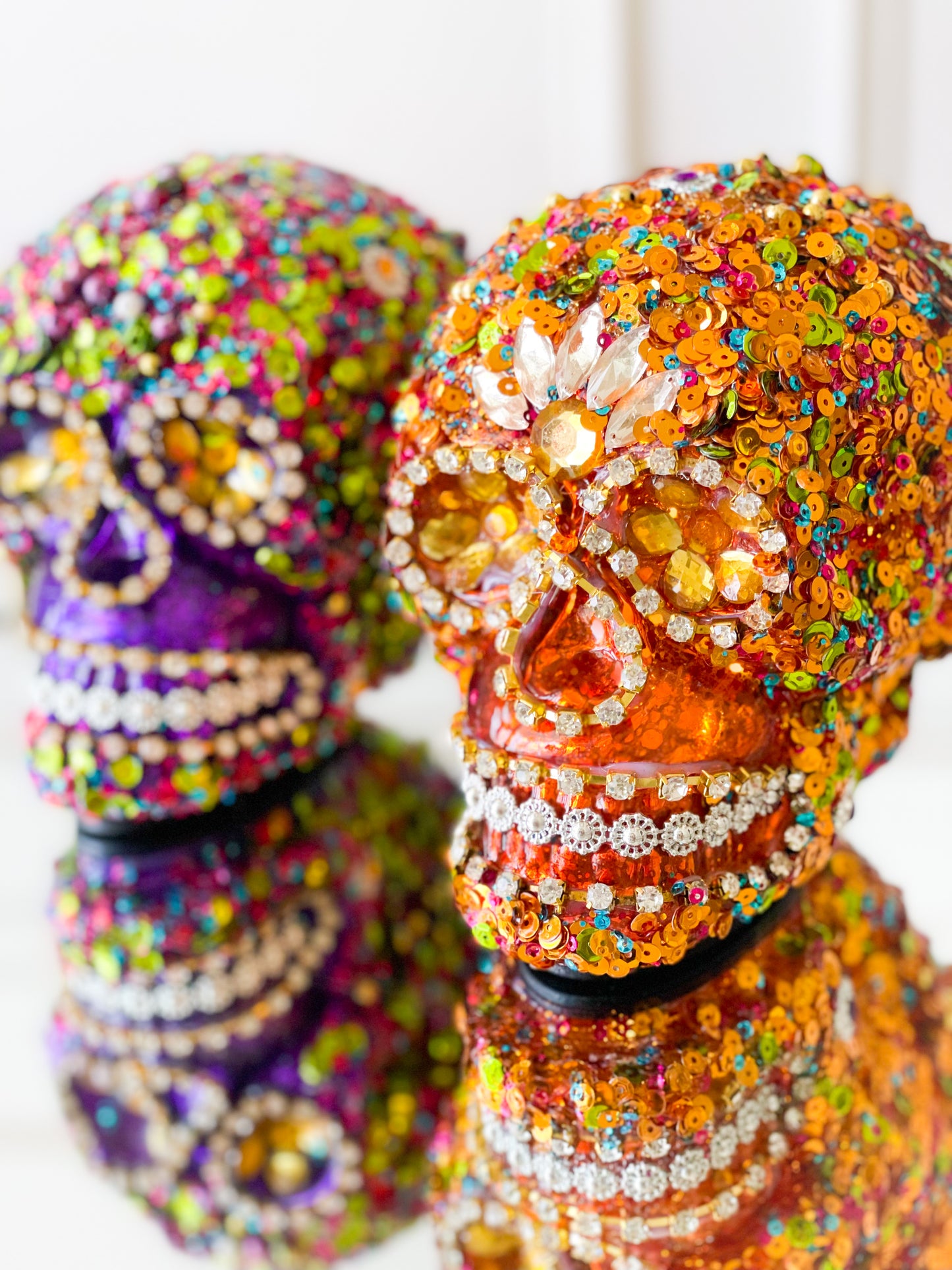 Set Of 3 Jeweled Skulls