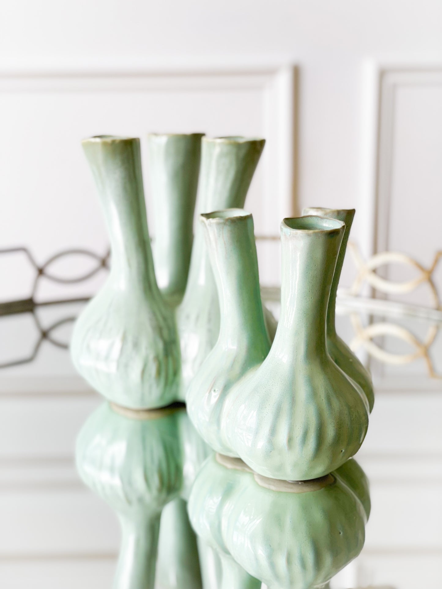 Large Seafoam Three Stem Vase