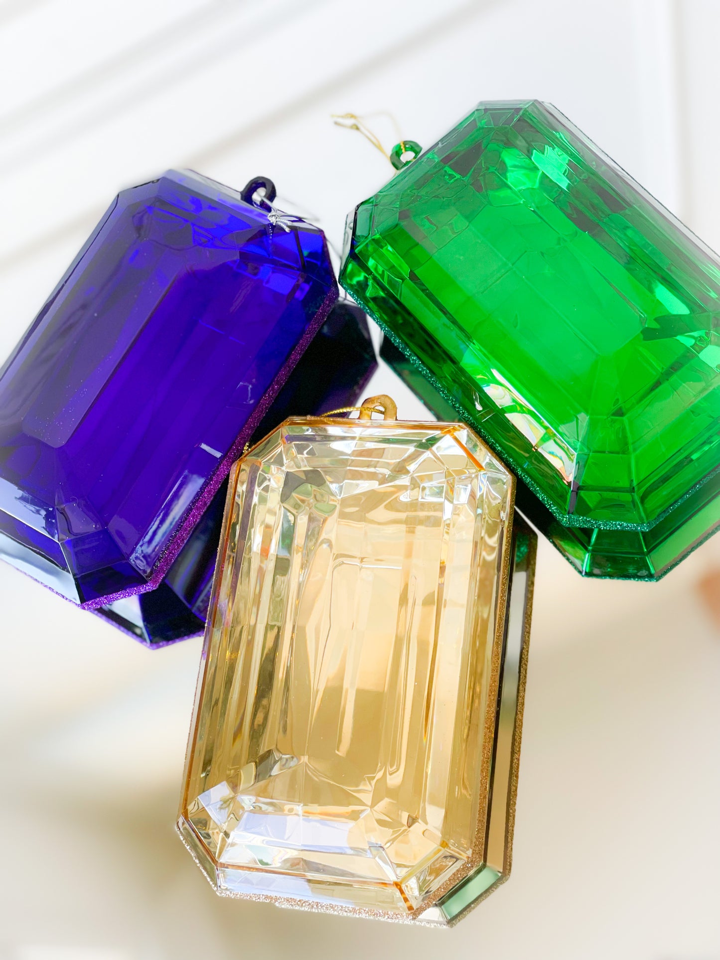 Set Of Three Rectangle Mardi Gras Jewel